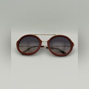 Emilio Pucci red with gold speckled glitter, circular, oversized sunglasses